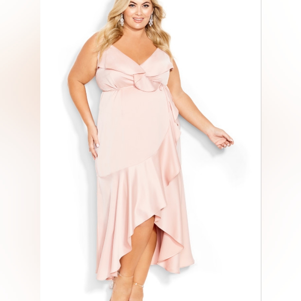City Chic ruffle Amore maxi dress. Ballet pink. New in package. 18W.